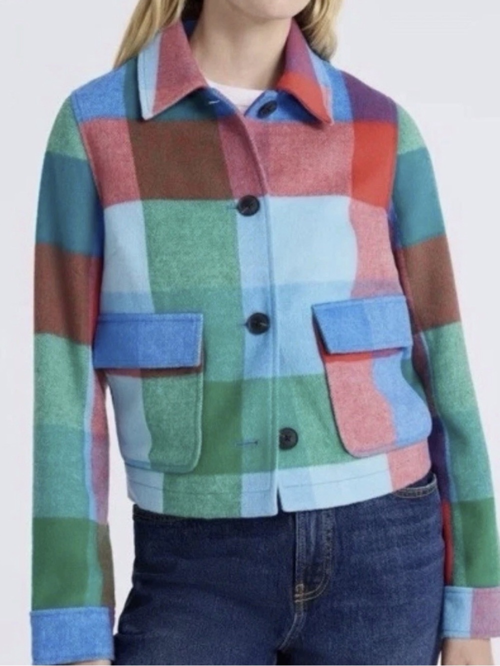NWT...Womens Free Assembly Cropped Plaid jacket in size medium.